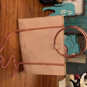 Beige and rose gold bag